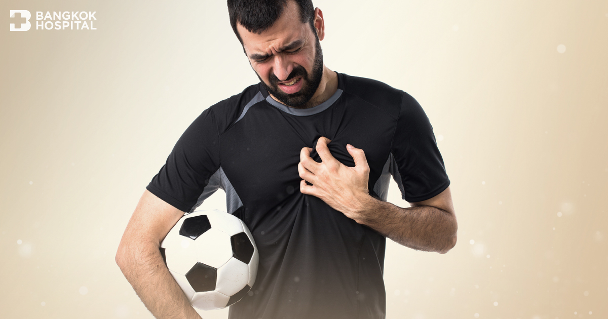 Stopped breathing or cardiac arrest during a football match.