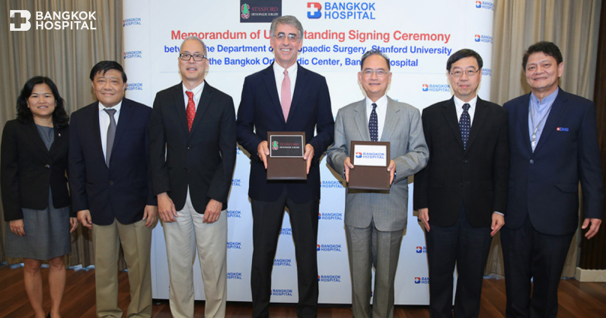 Memorandum of understanding for the exchange of orthopedic knowledge and techniques between ฺBangkok hospital’s Bangkok orthopedic center and Stanford university department of orthopedic surgery