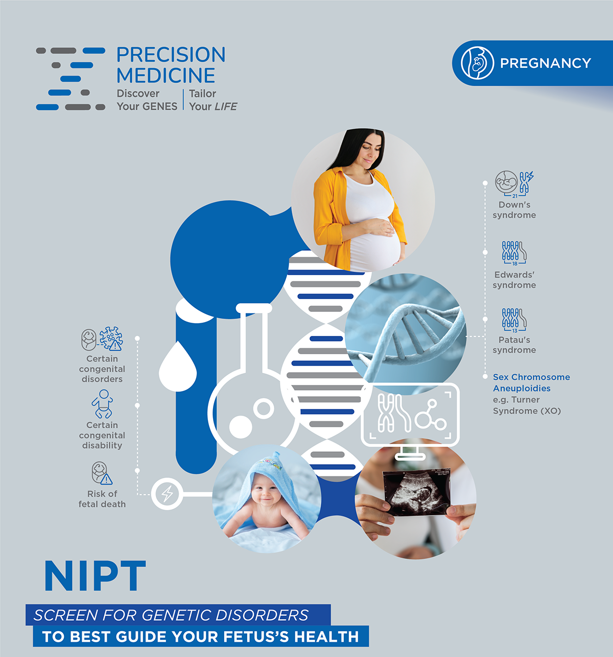 NIPT. Screen for genetic disorders to best guide your fetus’s health. Image