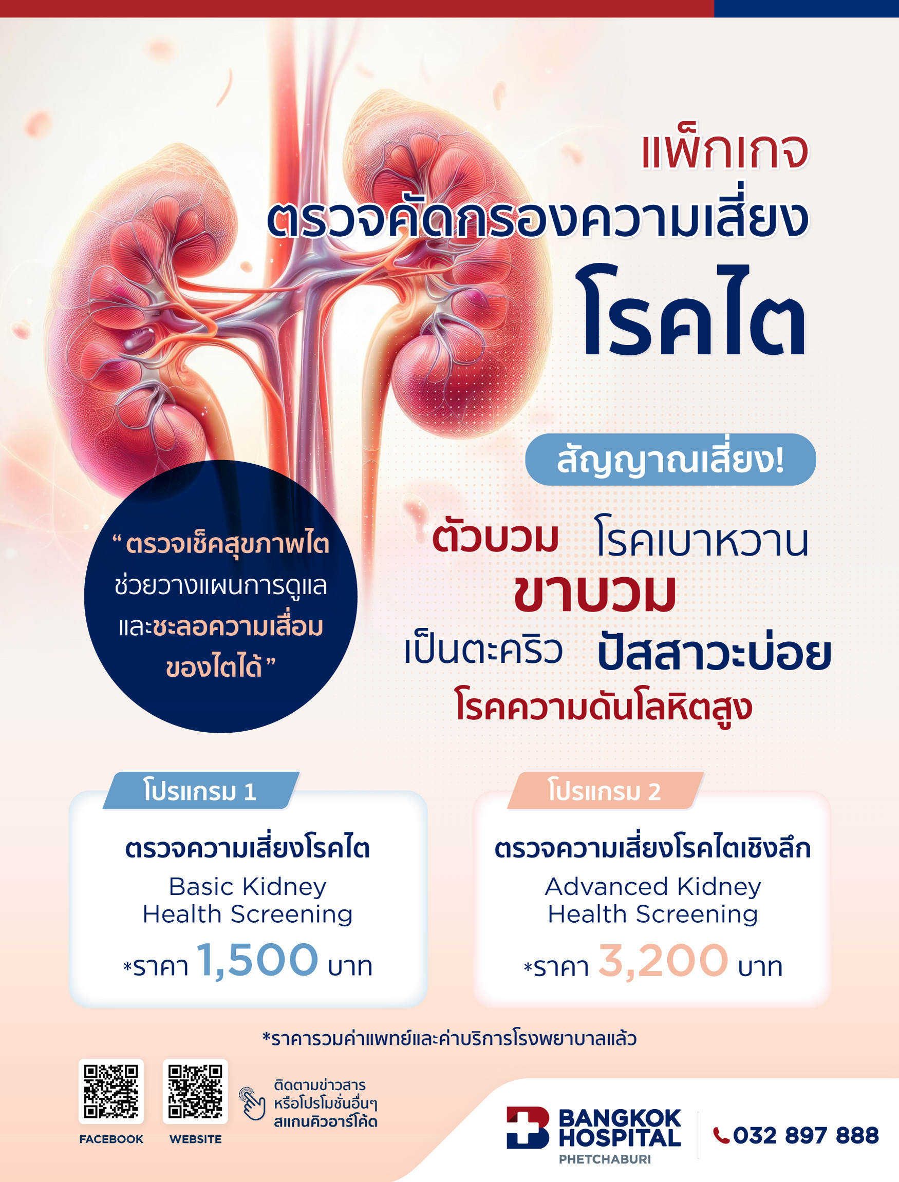 แพ็กเกจตรวจคัดกรองความเสี่ยงโรคไต