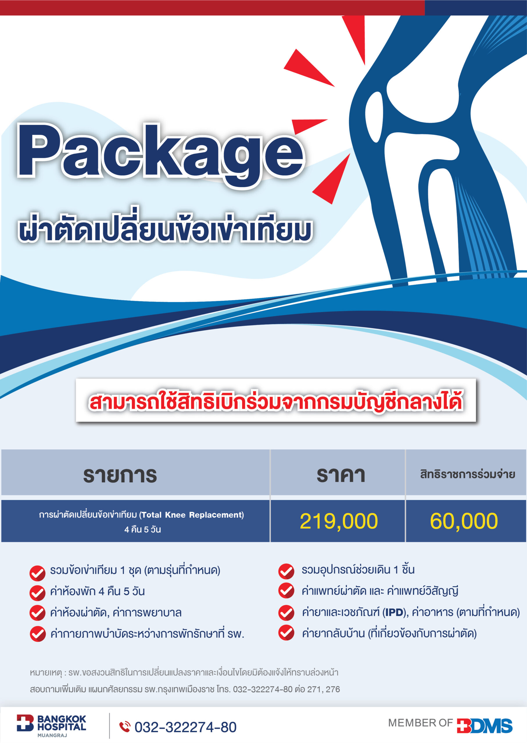 แพ็กเกจผ่าตัดเปลี่ยนข้อเข่าเทียม