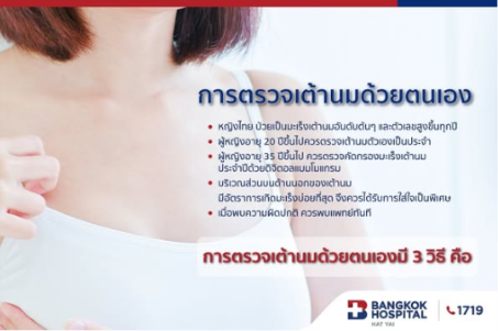 Every woman aged 20 and over should start regularly performing breast self-examinations to check for any abnormalities that may occur with their own breasts. Image