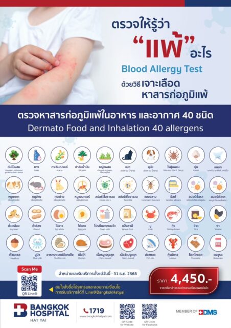 ตรวจหาสารก่อภูมิแพ้ในอาหาร และอากาศ 40 ชนิด(Dermato Food and Inhalation 40 allergens)