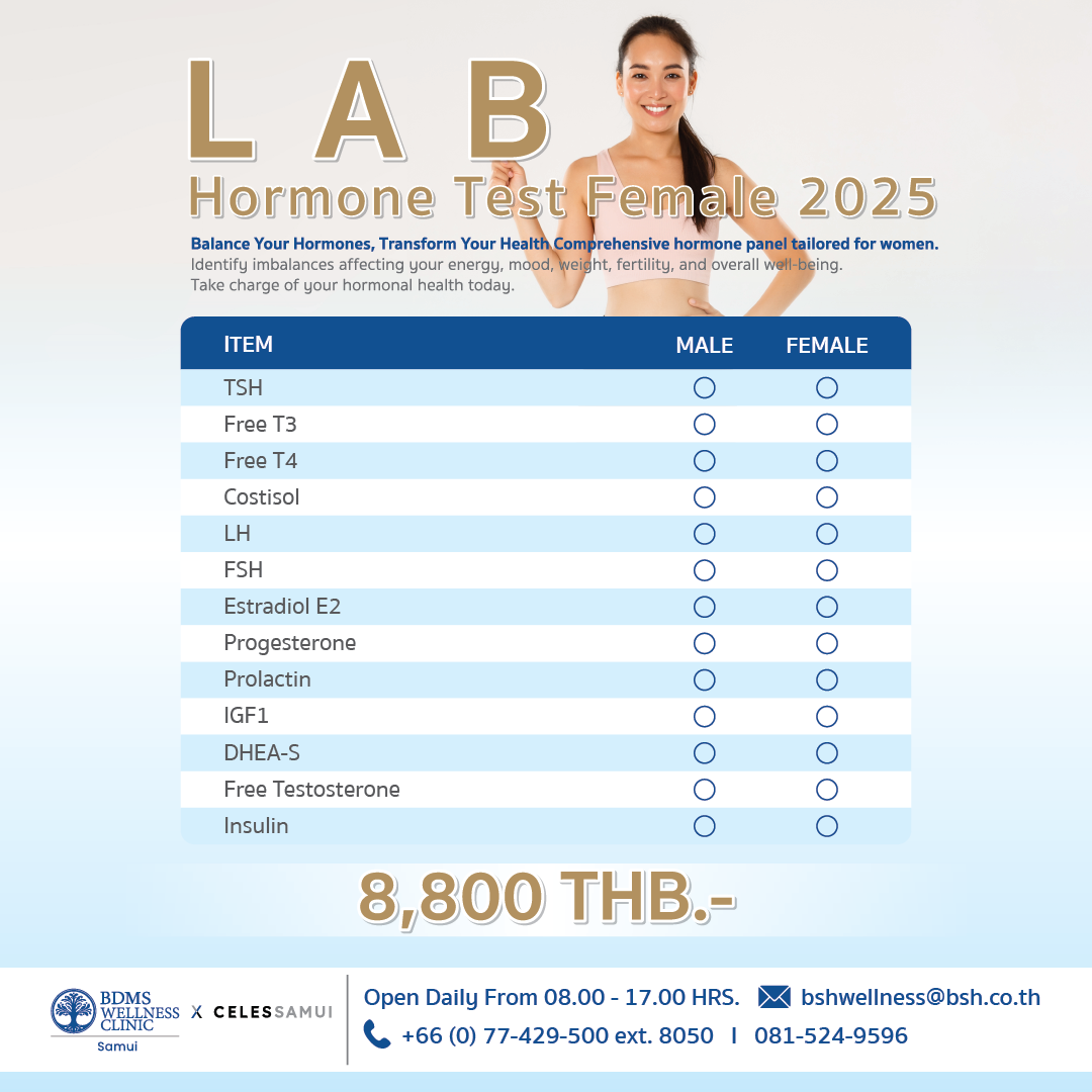 LAB Hormone Test Female 2025 | Bangkok Hospital Samui
