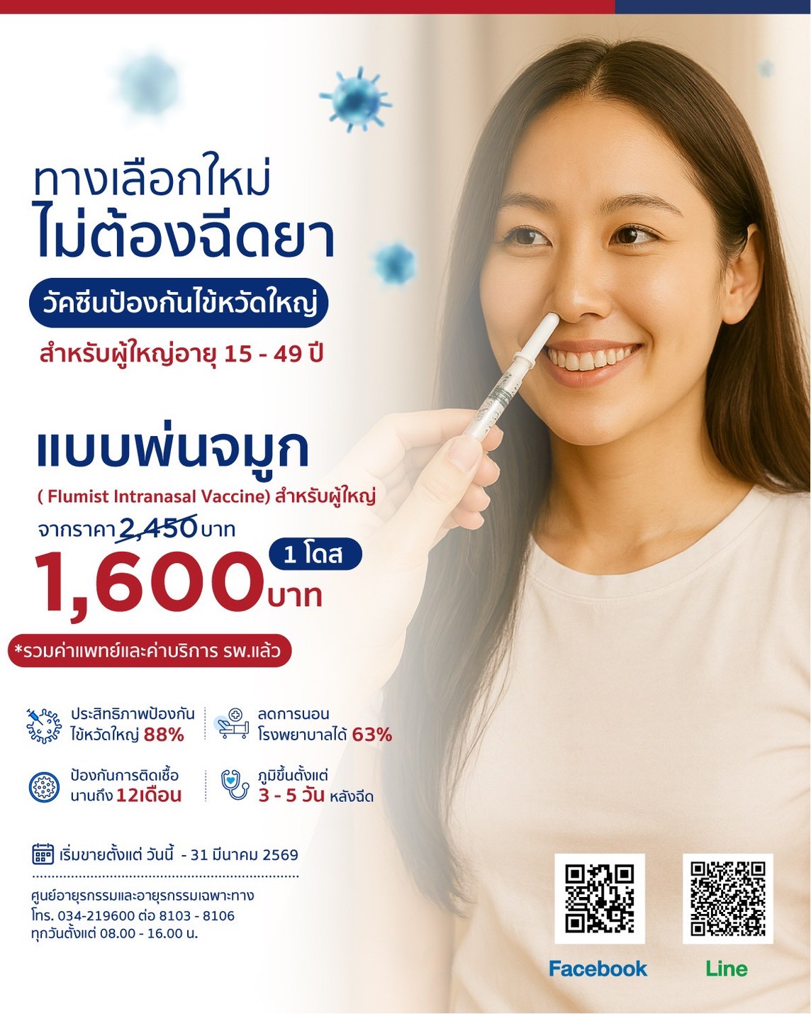 Influenza vaccine for adults aged 15-49 years (nasal spray)