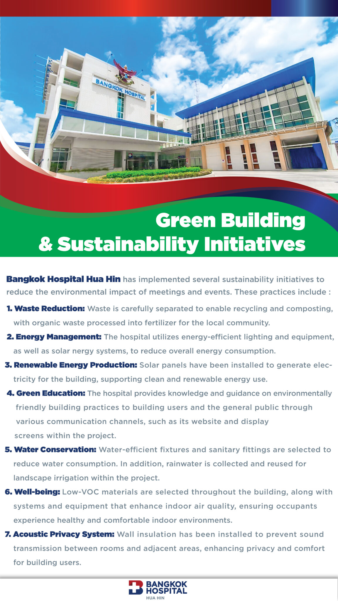 Clean Building Initiative Green Building & Sustainability Initiatives | โรงพยาบาลกรุงเทพหัวหิน