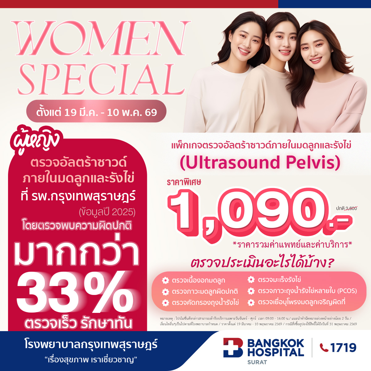 ตรวจอัลตร้าซาวด์มดลูกและรังไข่ (Ultrasound Pelvis)