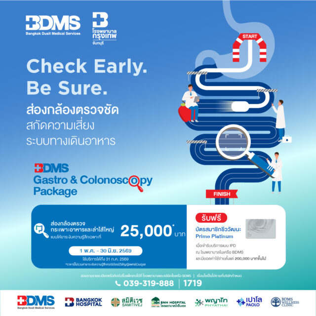 Check Early.  Be Sure.Gastro & Colonoscopy Packageส่องกล้องตรวจกระเพาะอาหารและลำไส้ใหญ่ 25000