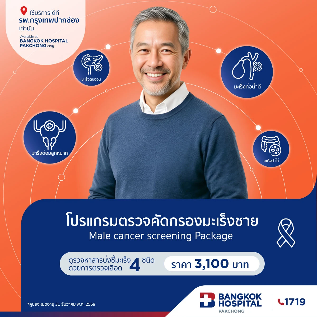 โปรแกรมตรวจคัดกรองมะเร็งชาย 4 ชนิด (สำหรับผู้ชาย)
