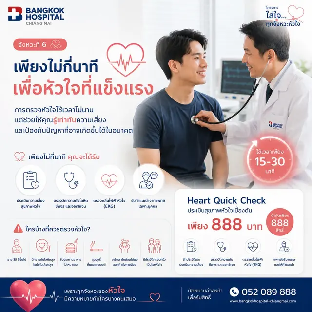 แพ็กเกจตรวจคลื่นไฟฟ้าหัวใจ EKG พร้อมพบแพทย์ด้านหัวใจ