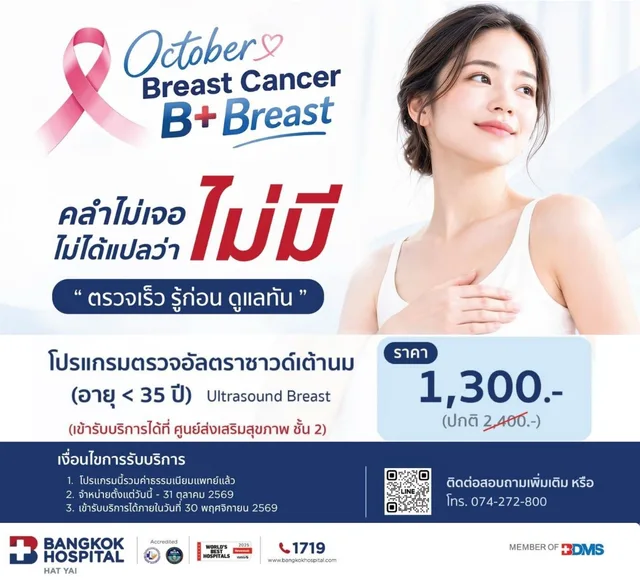 ตรวจคัดกรองมะเร็งเต้านม (Ultrasound breast) อายุต่ำว่า 35ปี 